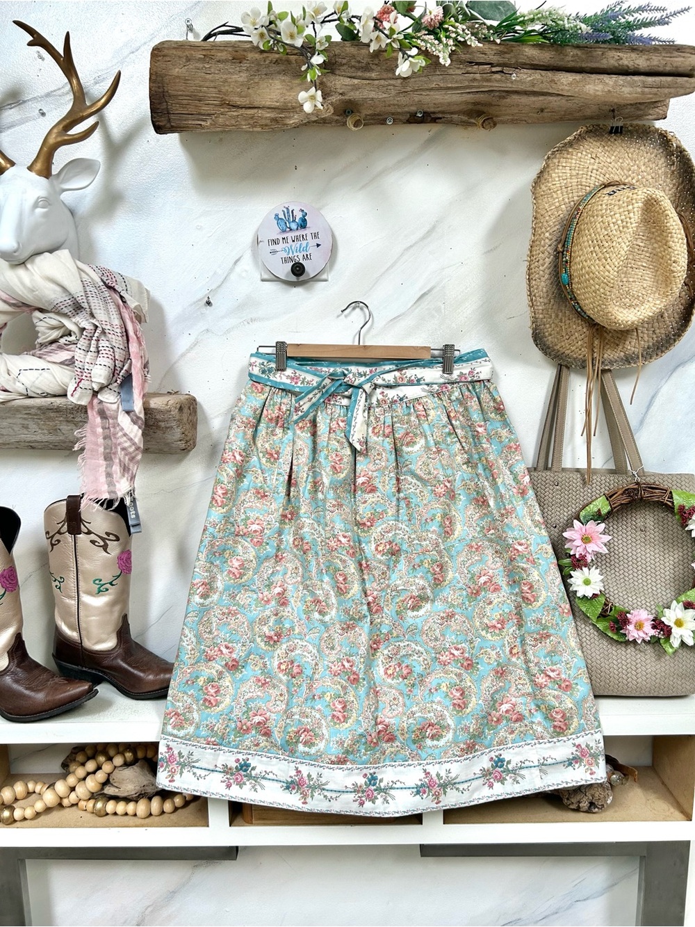 Cottagecore prairie 2 in 1 boho wrap around skirt w prairie granny peasant vibe